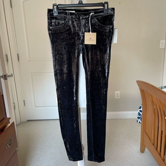 NWT AG Adriano Goldschmied Stretch Velvet Grey “The Legging” Super Skinny Leg - Picture 4 of 12